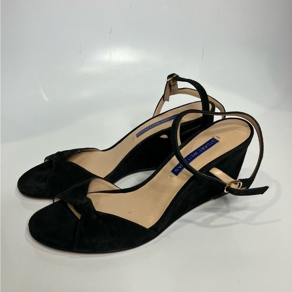 Stuart Weitzman black wedge sandals size 6 - Picture 3 of 8